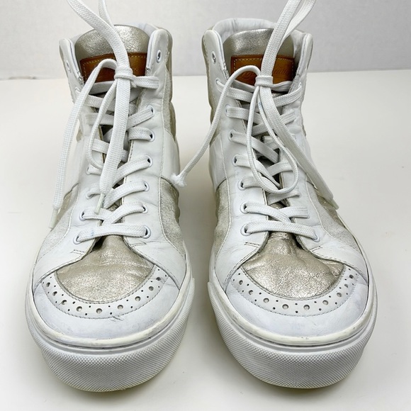 Louis Vuitton High Top Sneakers White and Silver gold Size EU 36 - Picture 3 of 12